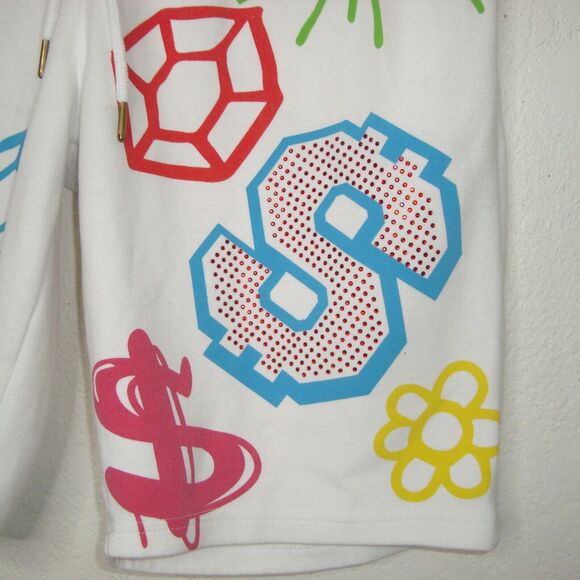 Genuine Authentic Garments Mens Graphic Print 'RICH' Embellished Shorts Size L - Picture 6 of 9